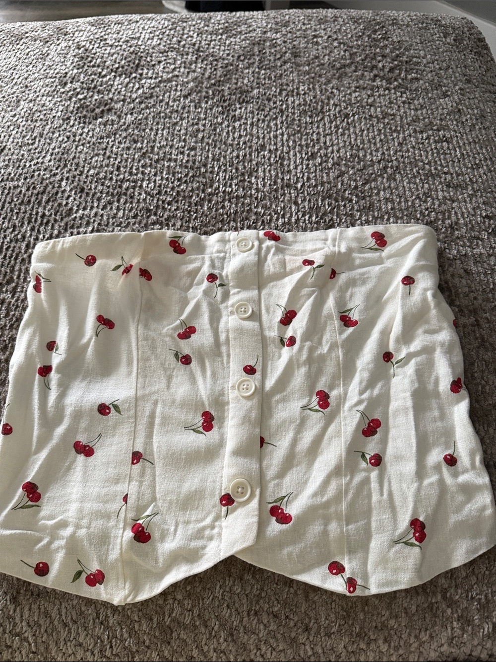 Abercrombie & Fitch White Cherry Print Tube Top